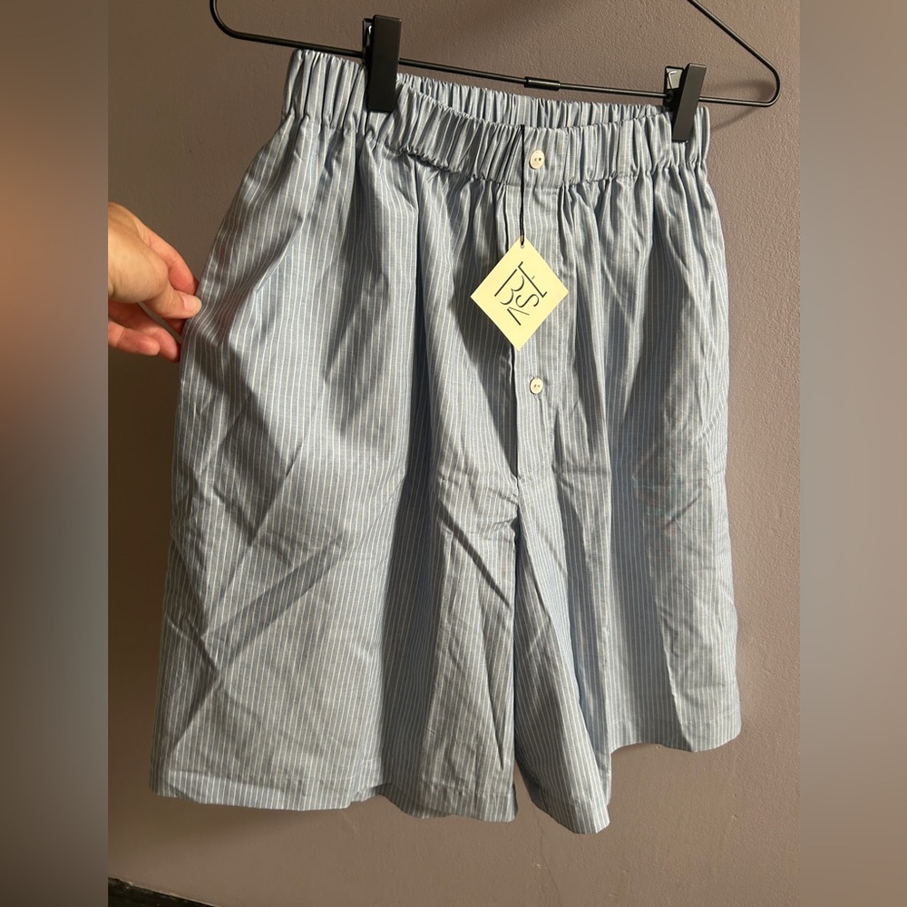 Base range Light Blue Pinstripe Elastic Waist Shorts never worn